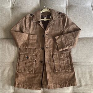 Tea Collection Brown Plaid Field Coat Kids size 5